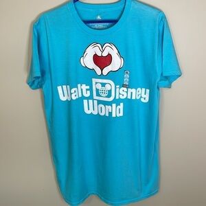 WALT DISNEY WORLD Mickey Heart Hands Aqua Short Sleeve Tee Size‎ Large